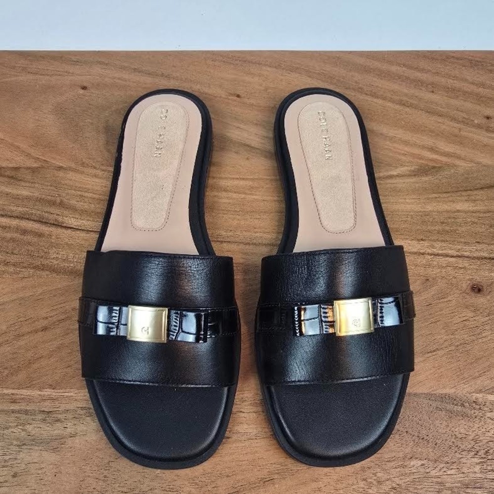 New Womens Cole Haan Go-To Emalia Leather Bow Slide Sandals Shoes Size 7 B